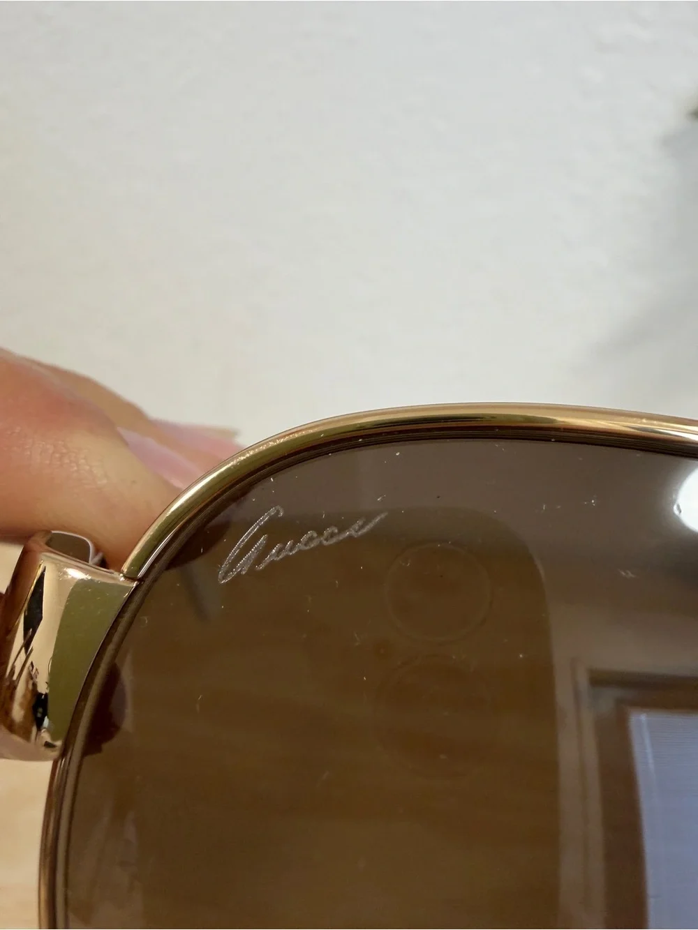 Gucci Gold Frame Brown Lens Aviator Sunglasses with Case